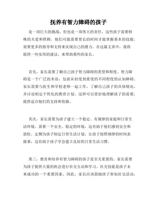 抚养有智力障碍的孩子