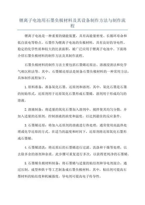 锂离子电池用石墨负极材料及其设备制作方法与制作流程
