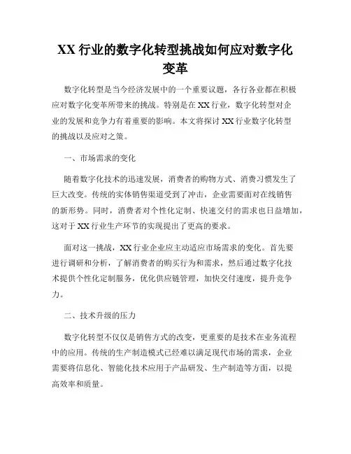 XX行业的数字化转型挑战如何应对数字化变革