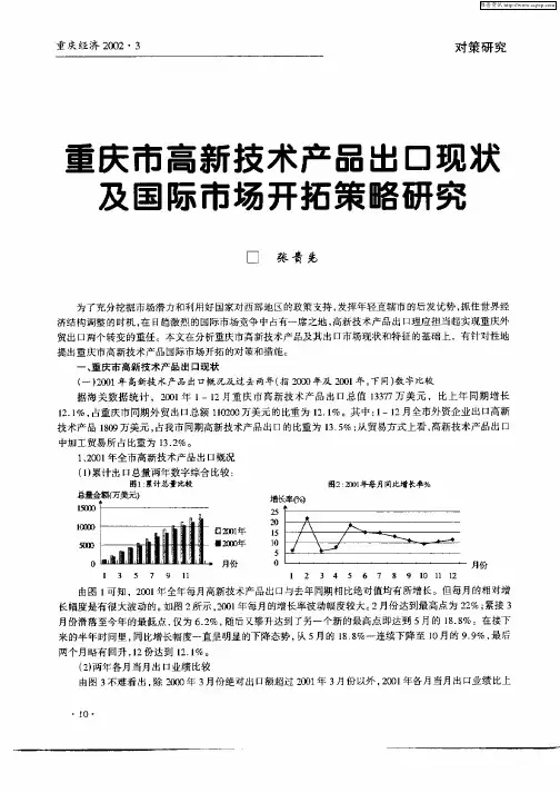 重庆市高新技术产品出口现状及国际市场开拓政策研究