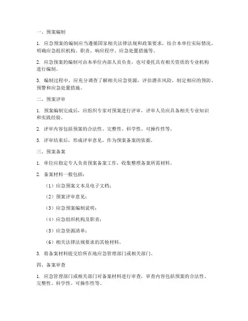 应急预案备案的程序
