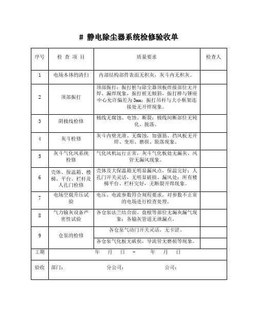 静电除尘检修验收单模板
