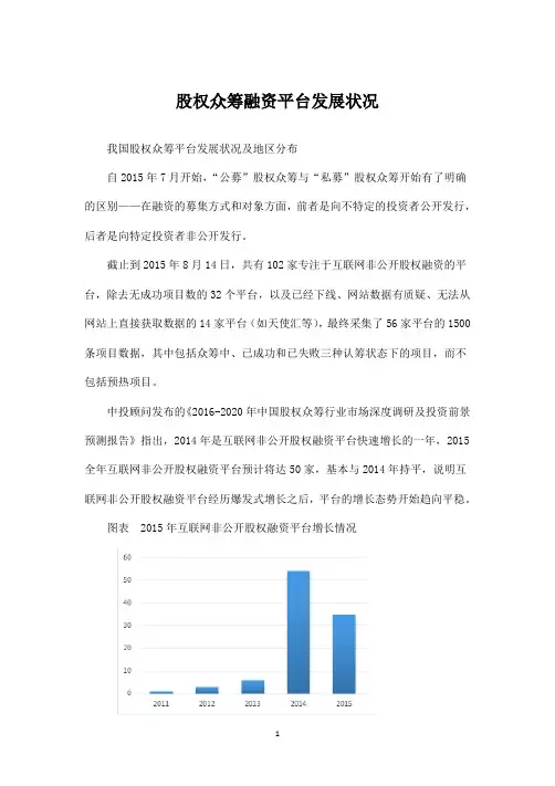我国股权众筹平台发展状况及地区分布