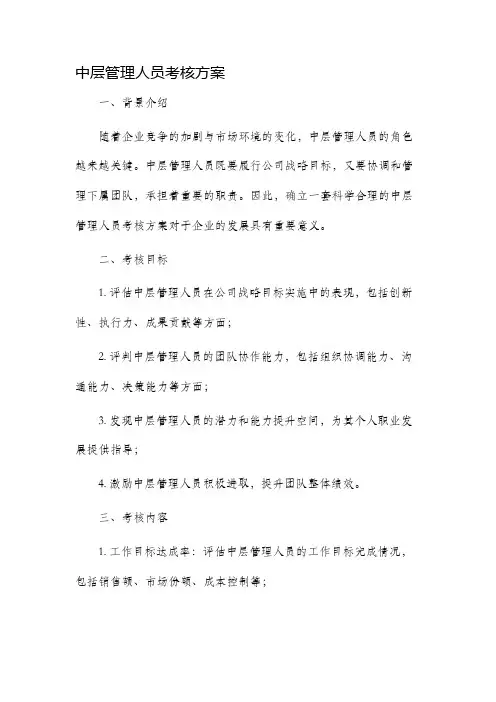 中层管理人员考核方案