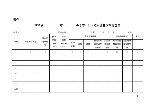 区）取水计量设施调查表