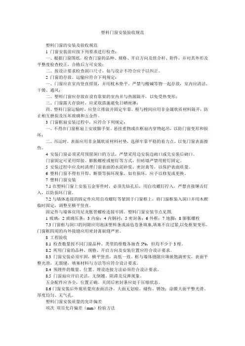 塑料门窗安装验收规范