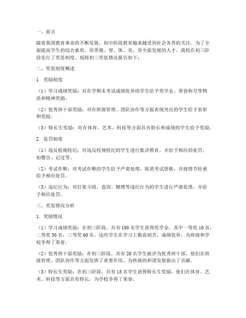 初三奖惩情况报告