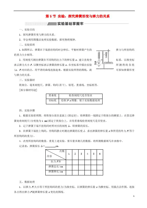 2020版高考物理一轮复习第二章第5节实验：探究弹簧形变与弹力的关系讲义4