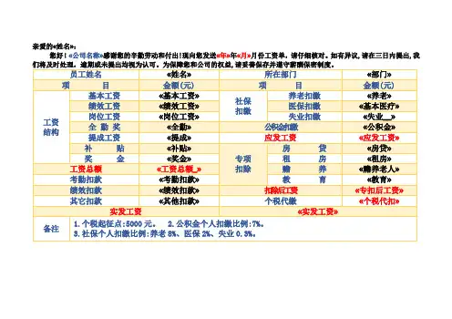 工资条(邮件合并模板)
