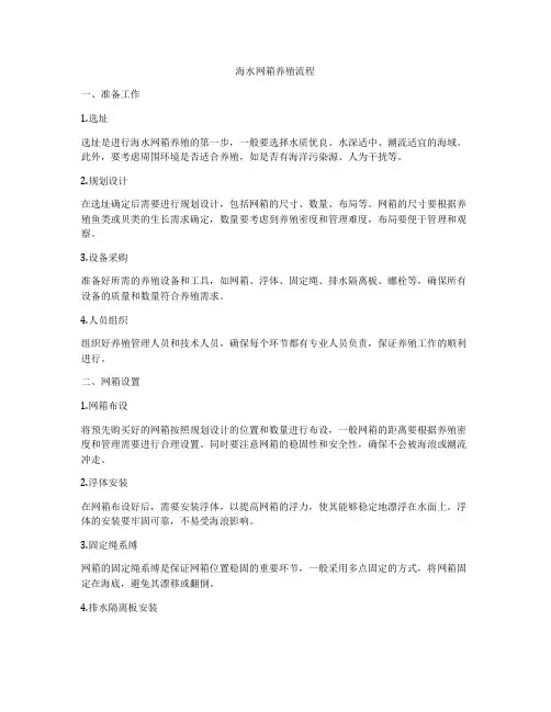 海水网箱养殖流程