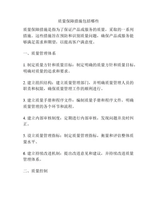 质量保障措施包括哪些
