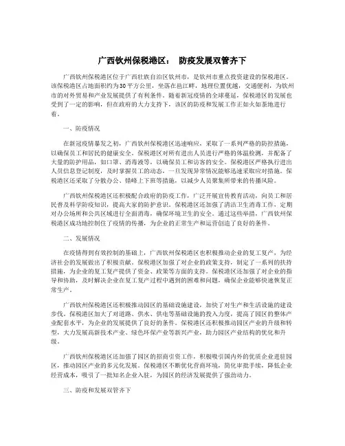 广西钦州保税港区： 防疫发展双管齐下