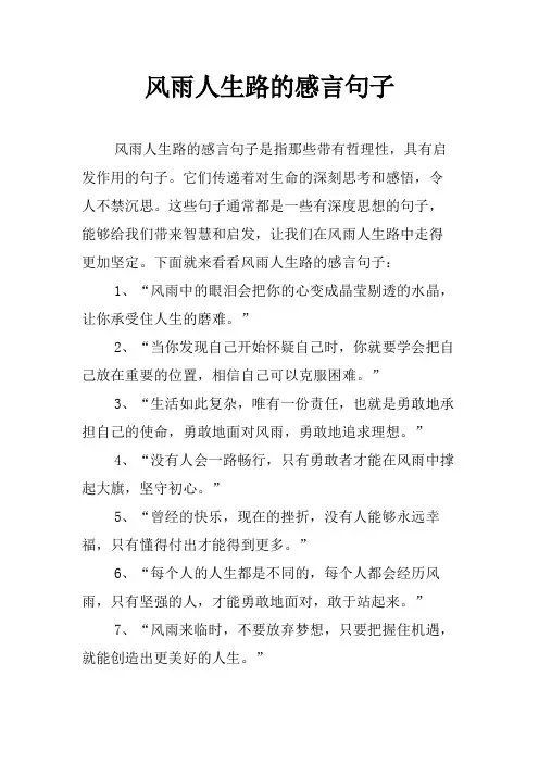 风雨人生路的感言句子