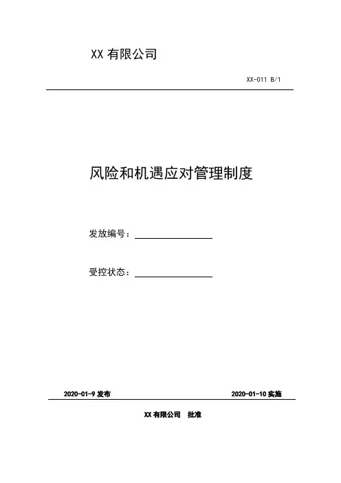 风险和机遇应对管理制度