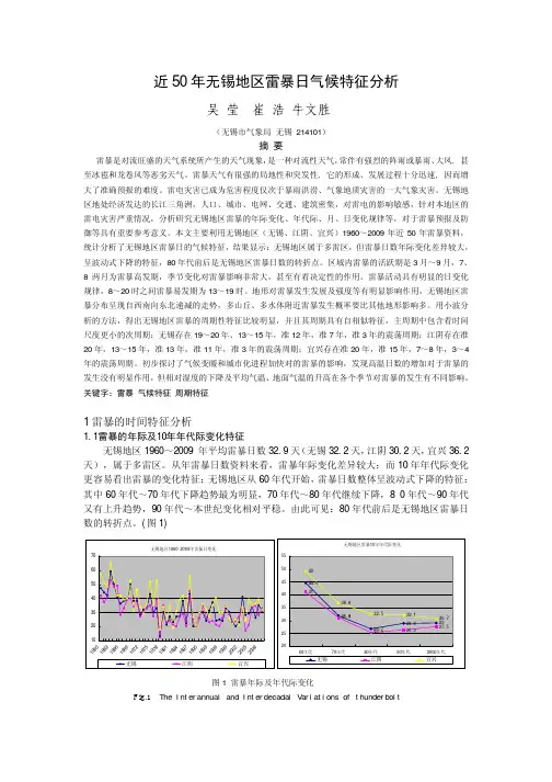近50年无锡地区雷暴日气候特征分析