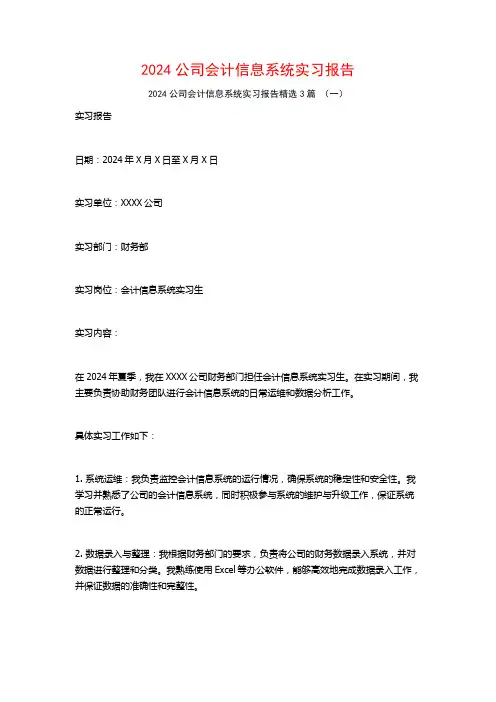 2024公司会计信息系统实习报告3篇