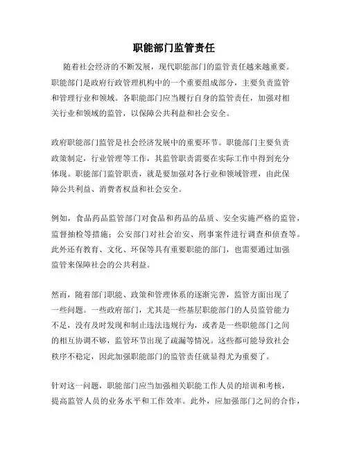 职能部门监管责任