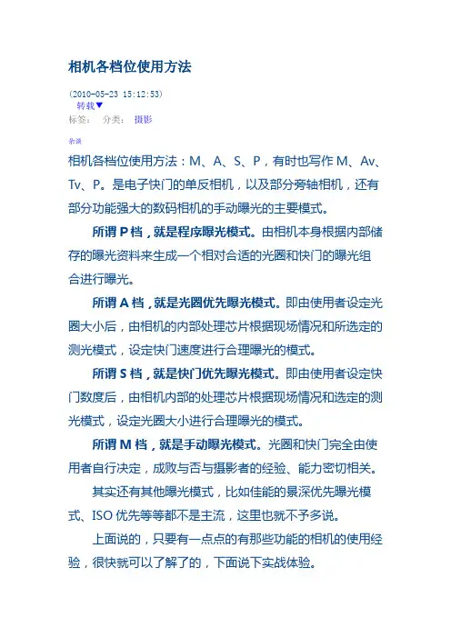 单反相机各档位使用方法