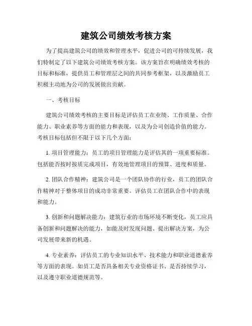 建筑公司绩效考核方案
