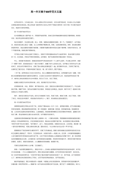 高一作文镜子800字范文五篇
