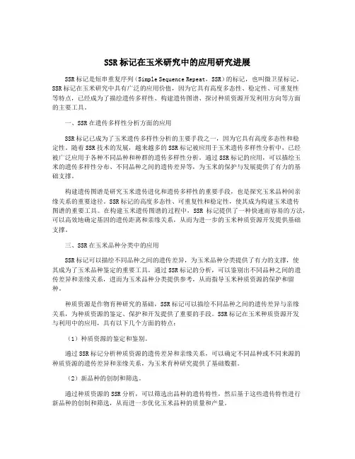 SSR标记在玉米研究中的应用研究进展