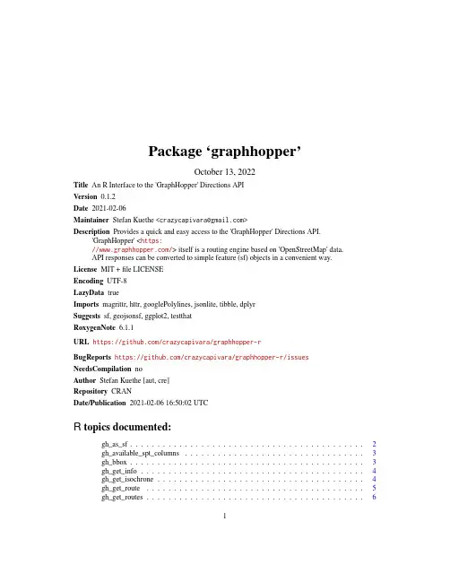 GraphHopper R Interface 说明书