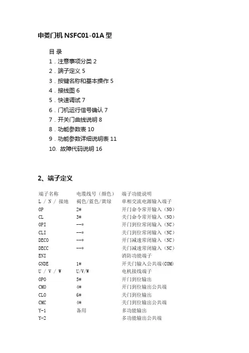 申菱门机NSFC01-01A型