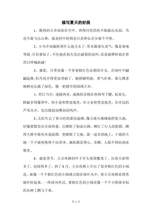描写夏天的好段