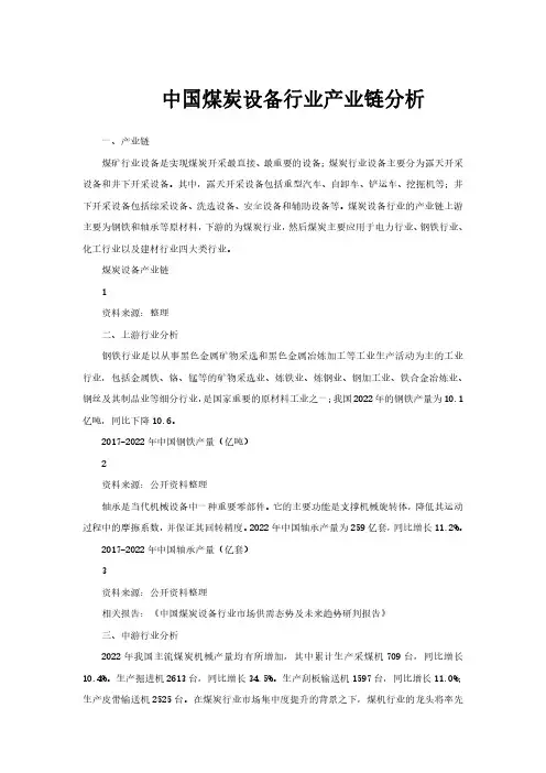 中国煤炭设备行业产业链分析