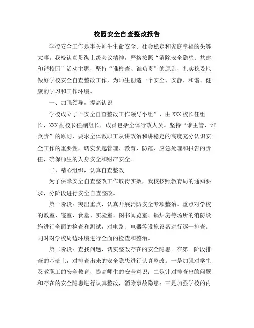 校园安全自查整改报告