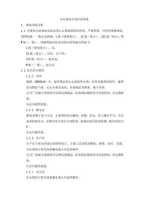 火灾事故专项应急预案-冷库