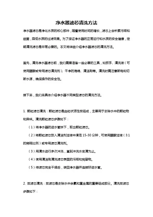 净水器滤芯清洗方法