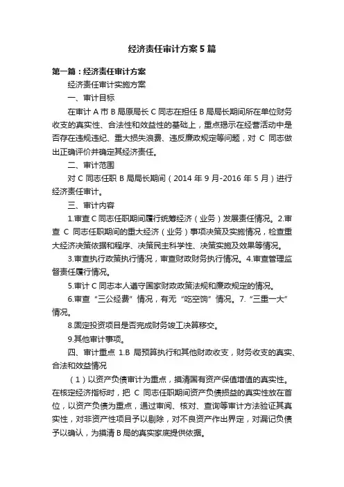经济责任审计方案5篇