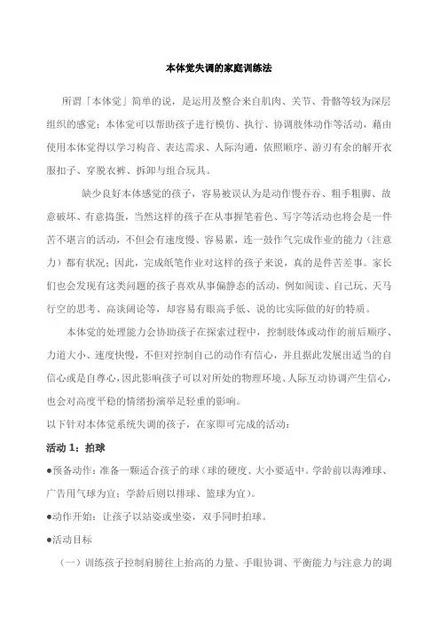 本体觉失调的家庭训练法