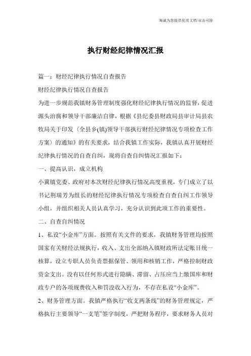 执行财经纪律情况汇报