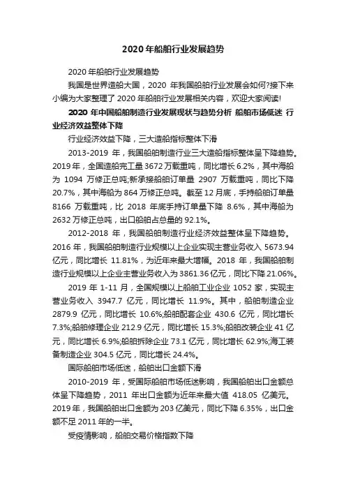 2020年船舶行业发展趋势