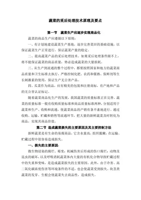 蔬菜的采后处理技术原理及要点