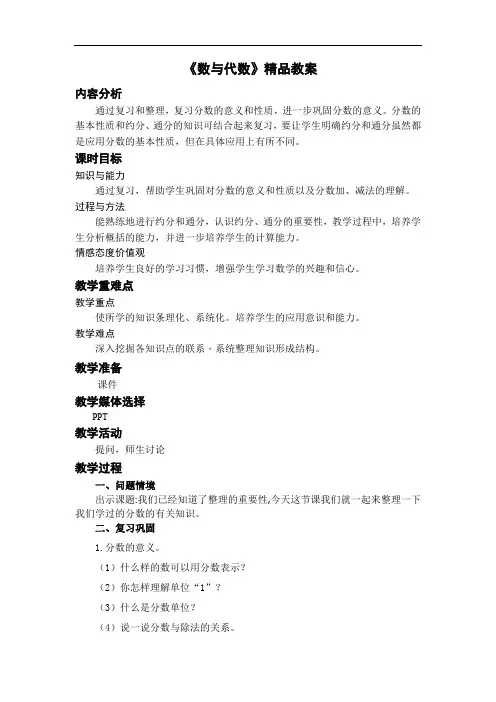《数与代数》精品教案