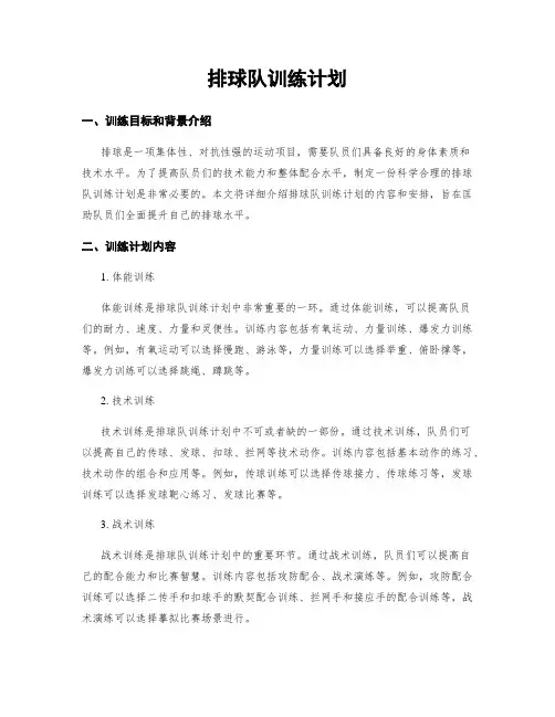 排球队训练计划