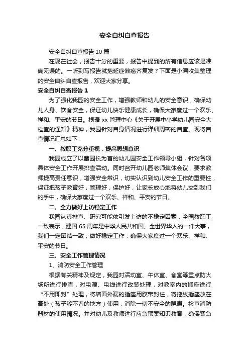 安全自纠自查报告