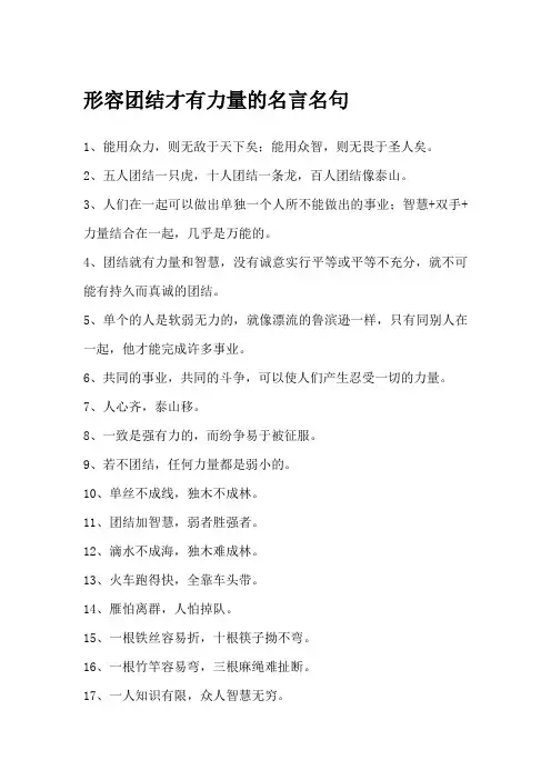 形容团结才有力量的名言名句