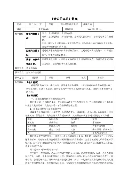 《意识的本质》教案