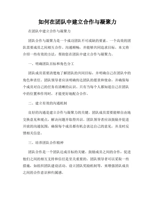 如何在团队中建立合作与凝聚力