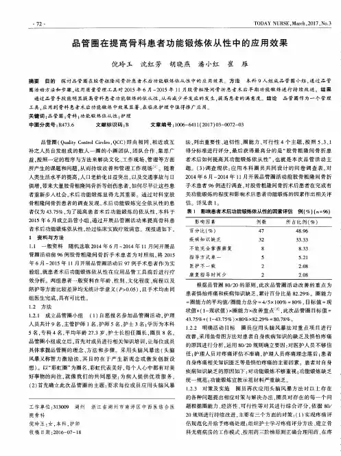 品管圈在提高骨科患者功能锻炼依从性中的应用效果