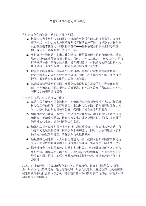 乡村治理存在的问题与建议