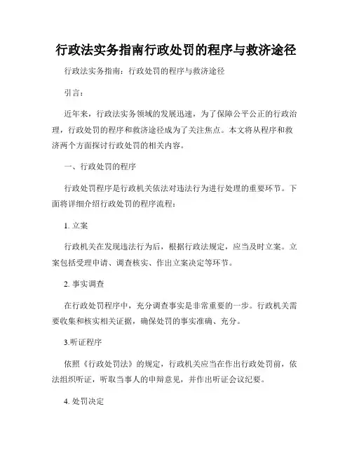 行政法实务指南行政处罚的程序与救济途径