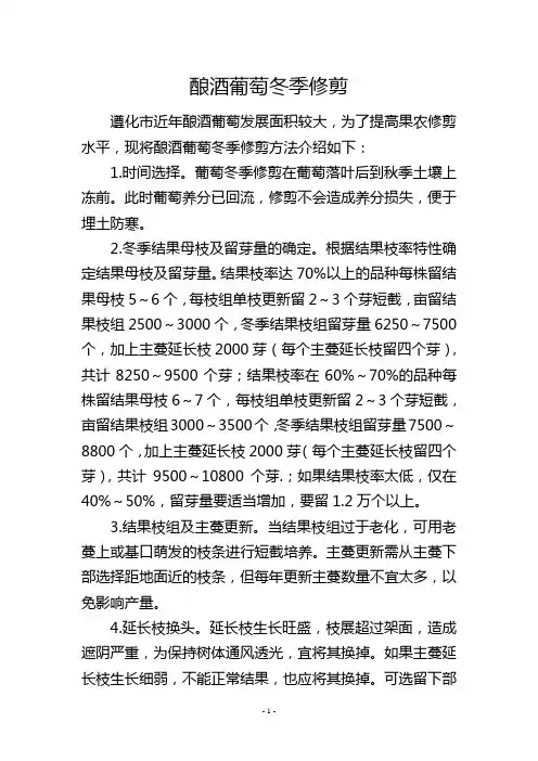 酿酒葡萄冬季修剪