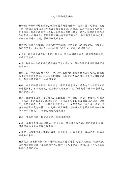 中国历史重要的历史人物和事件