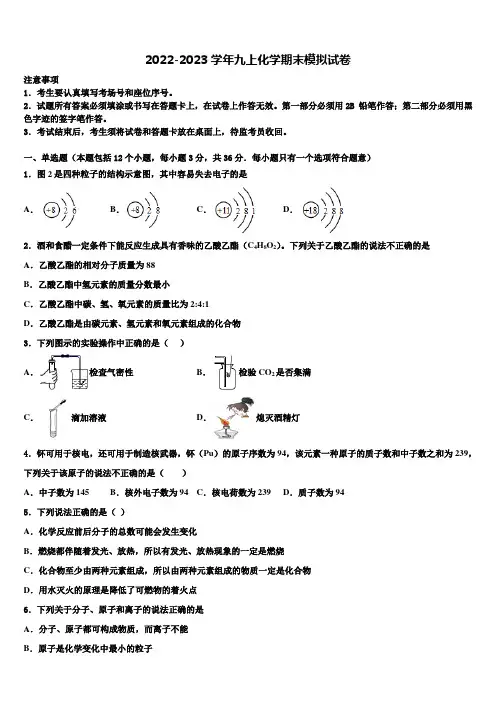 广东省深圳龙岗区六校联考2022-2023学年九年级化学第一学期期末质量检测试题含解析