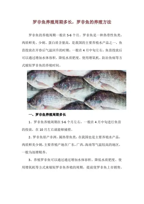 罗非鱼养殖周期多长,罗非鱼的养殖方法
